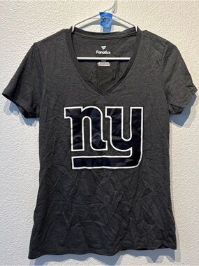Fanatics Black New York Giants V-Neck Tee with White Logo bnwot